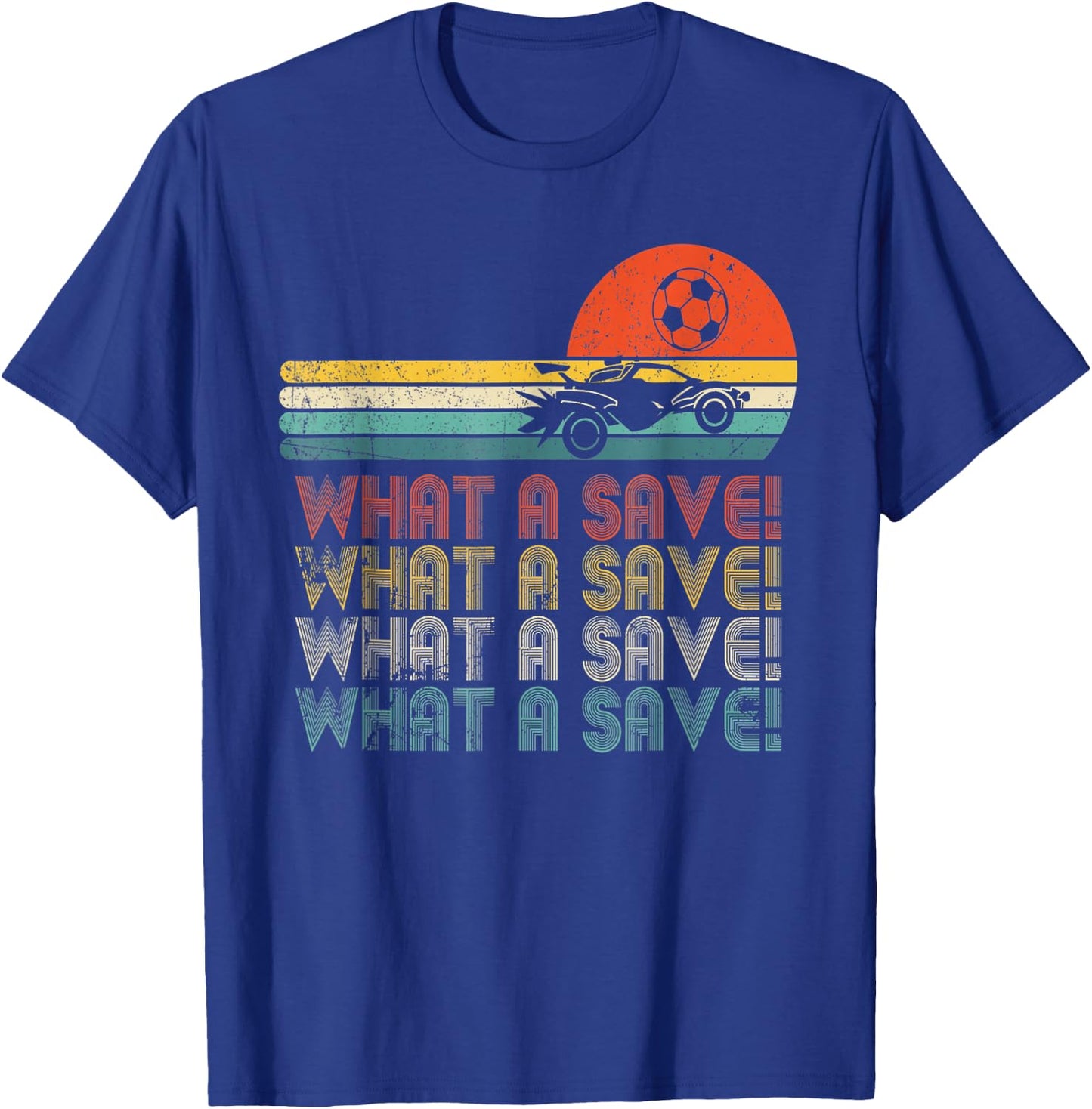 What a save Vintage Retro Rocket Soccer Car T-Shirt - T-Shirt | Royal