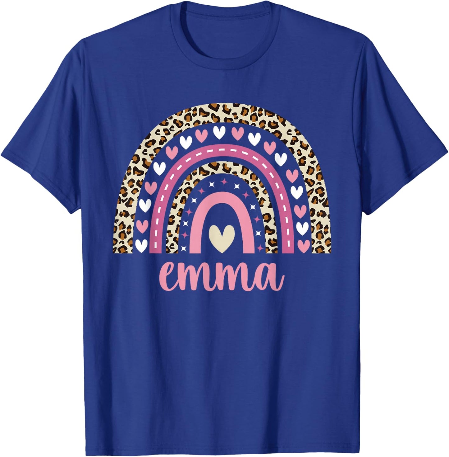 Emma Rainbow Leopard Personalized Emma Birthday T-Shirt - T-Shirt | Royal