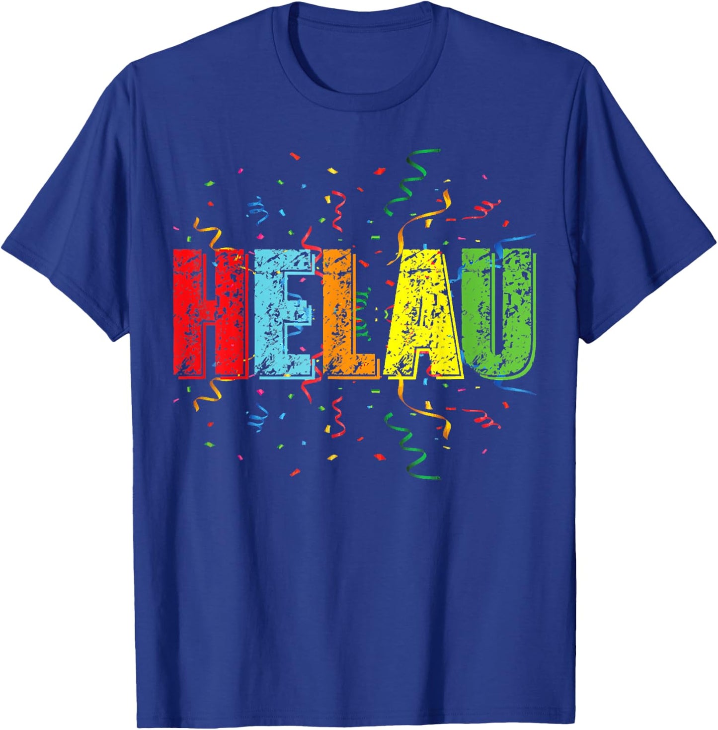 Helau Shirt with Colourful Letters Streamers and Confetti , black T-Shirt - T-Shirt | Royal