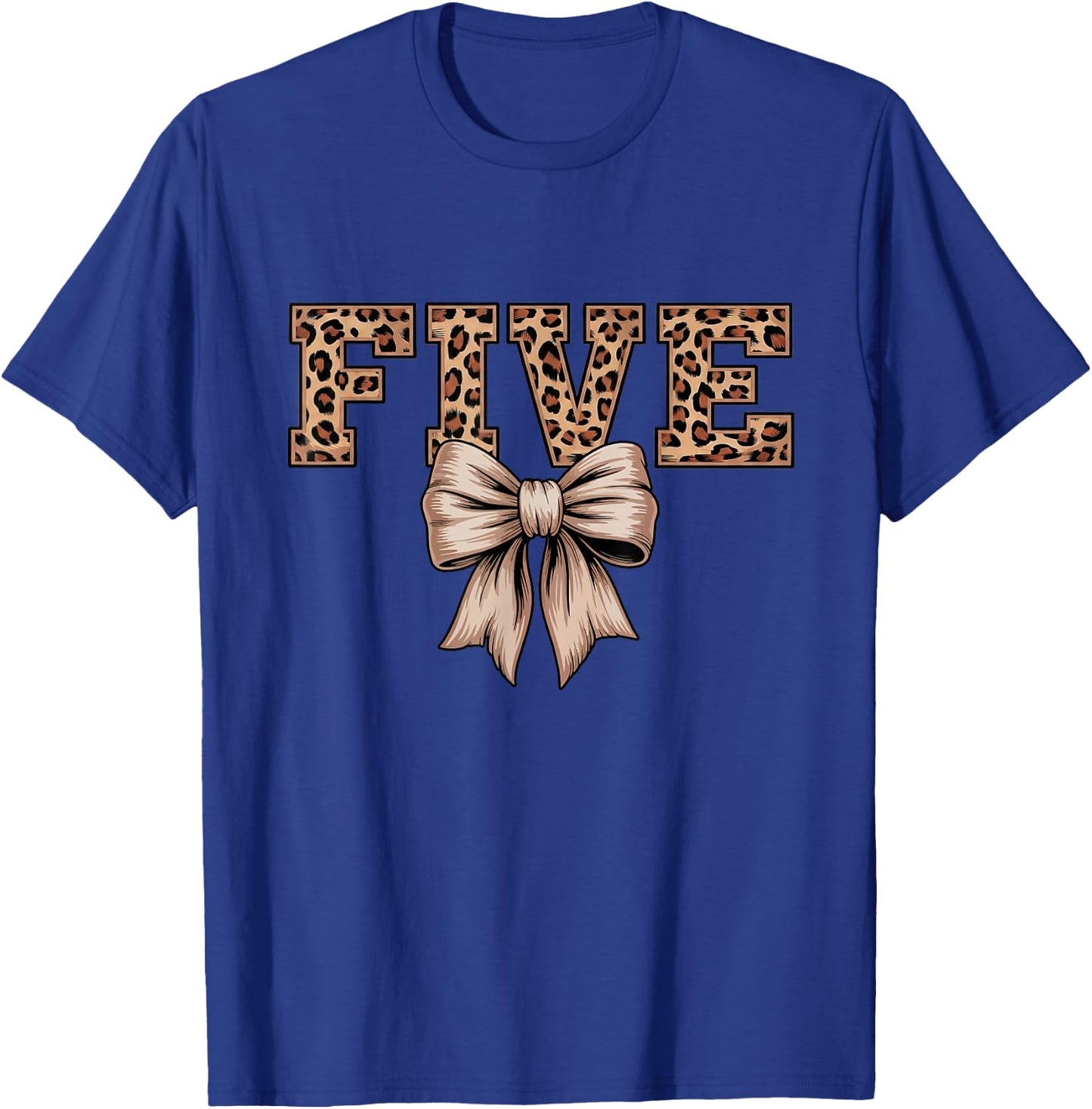 Birthday Girl Leopard Coquette Bow Chic 5 Year Old T-Shirt - T-Shirt | Royal