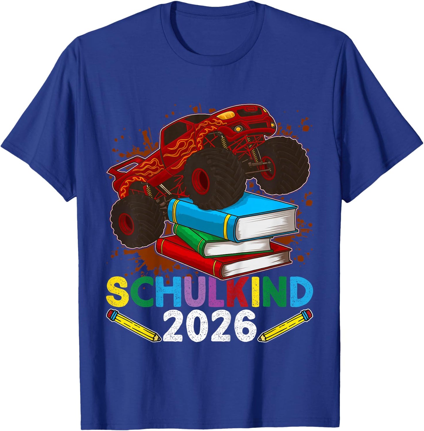 Schulkind 2026 Monstertruck Cooles Buntes Jungen Einschulung T-Shirt - T-Shirt | Royal