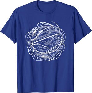 Basketball Ball Sketch Sports T-Shirt - T-Shirt | Royal