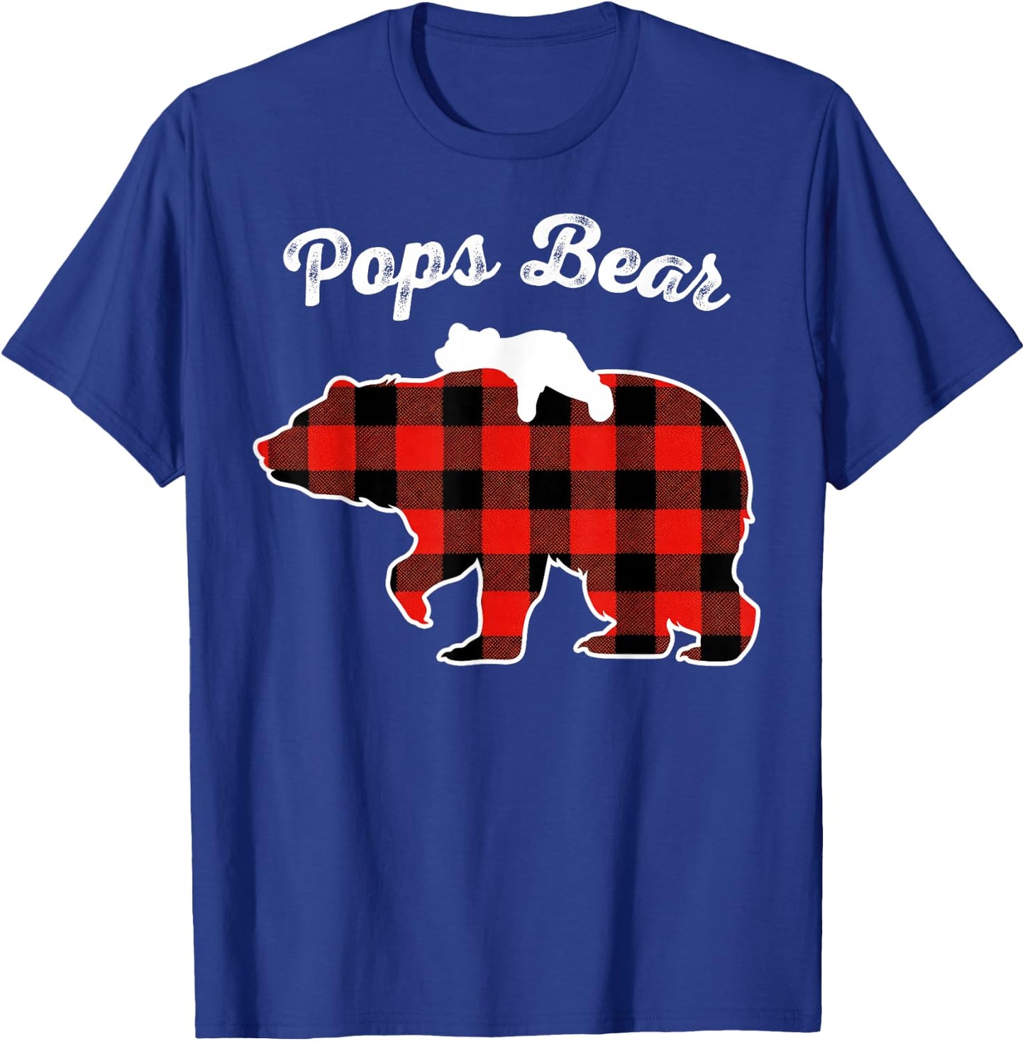 Pops Bear Flannel Red Plaid Pajama Family Matching XMAS T-Shirt - T-Shirt | Royal