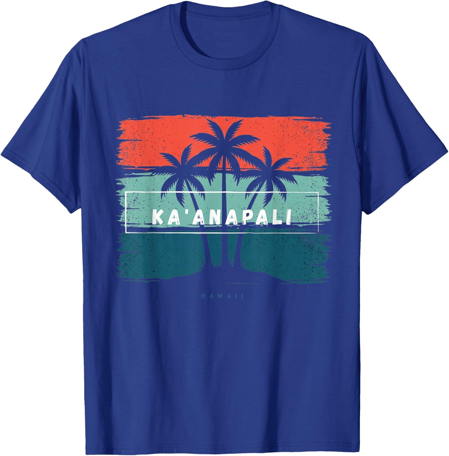 Vintage Ka'anapali Hawaii Summer Beach Palm Tree Sunset Trip T-Shirt - T-Shirt | Royal