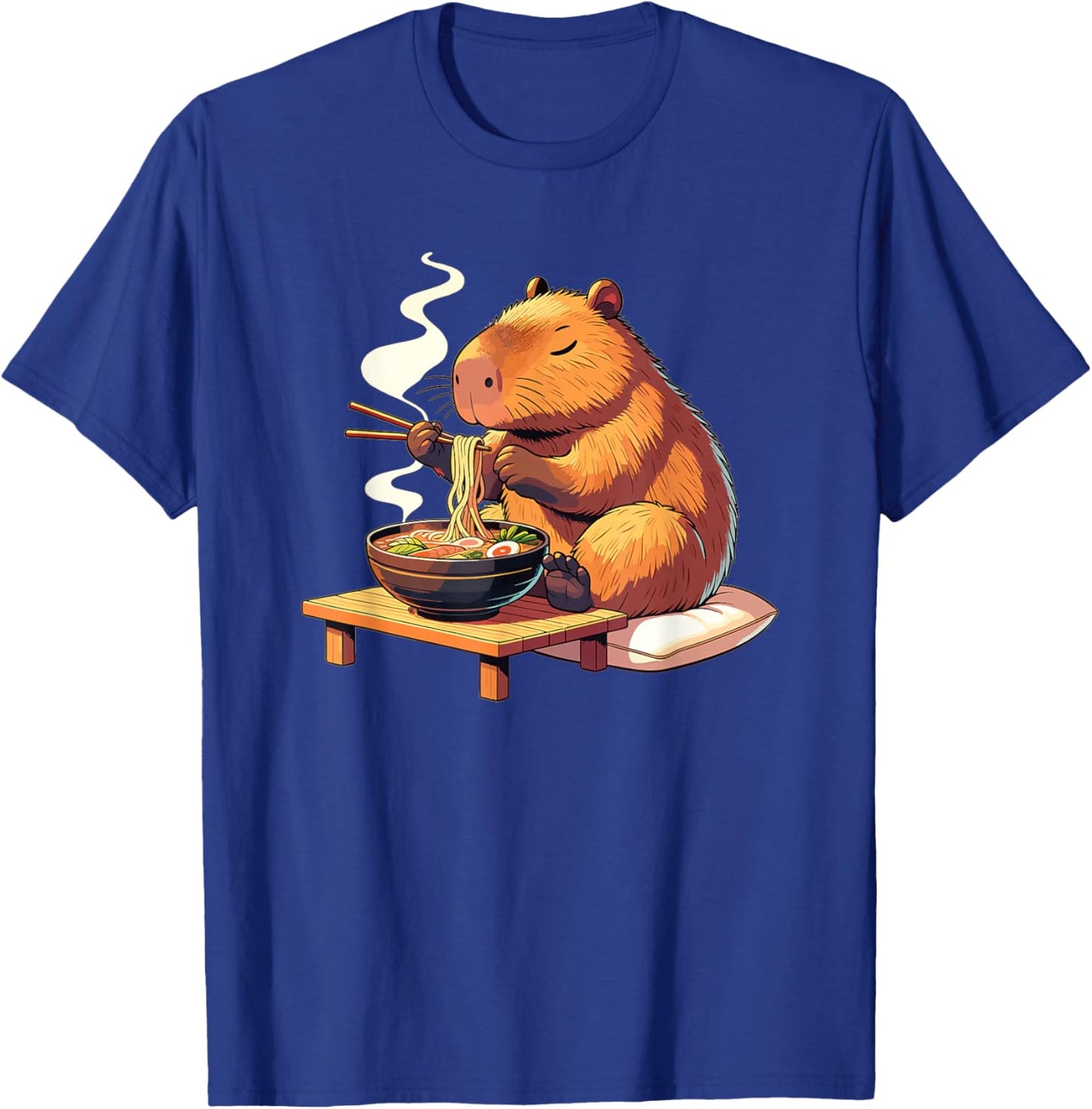 Cute Capybara Eats Ramen Noodles Capybaras Ramen , black T-Shirt - T-Shirt | Royal