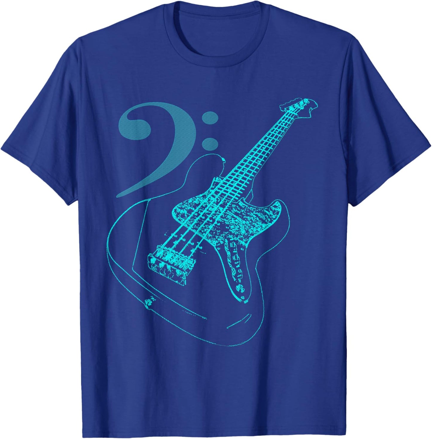 Bass with Clef for Bassists & Bass Player T-Shirt - T-Shirt | Royal