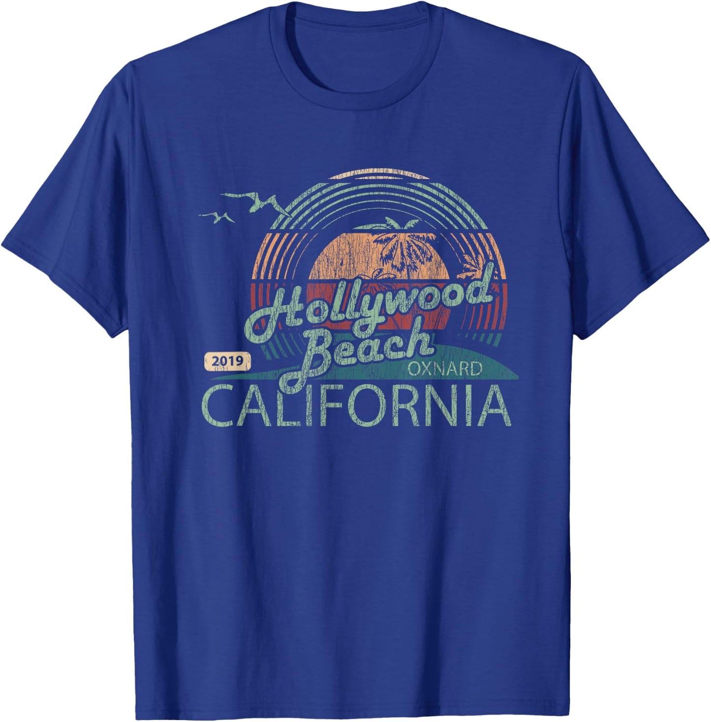 Vintage Retro Hollywood Beach Oxnard California T-Shirt - T-Shirt | Royal