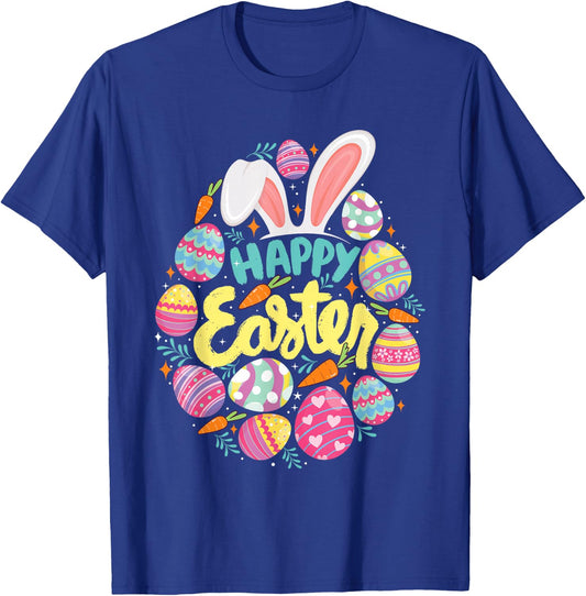 Happy Easter - Colorful Eggs Egg Hunting Jesus Christ T-Shirt - T-Shirt | Royal