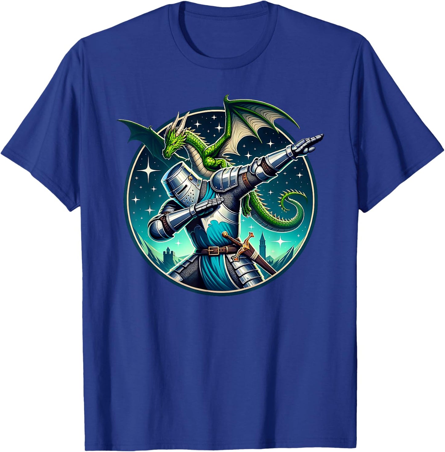 Dabbing Medieval Knight Dragon Funny Renaissance Ren Faire T-Shirt - T-Shirt | Royal