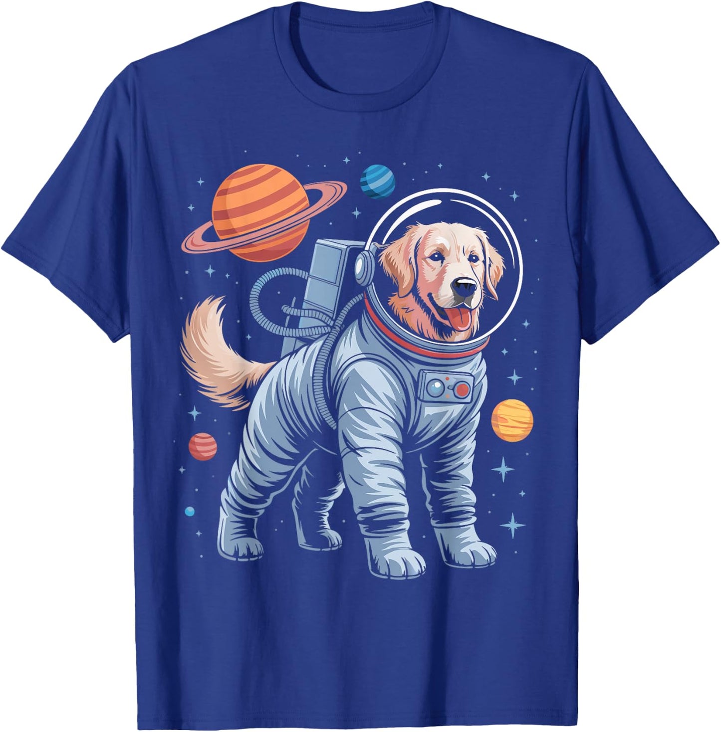 Astronaut Golden Retriever Space T-Shirt - T-Shirt | Royal