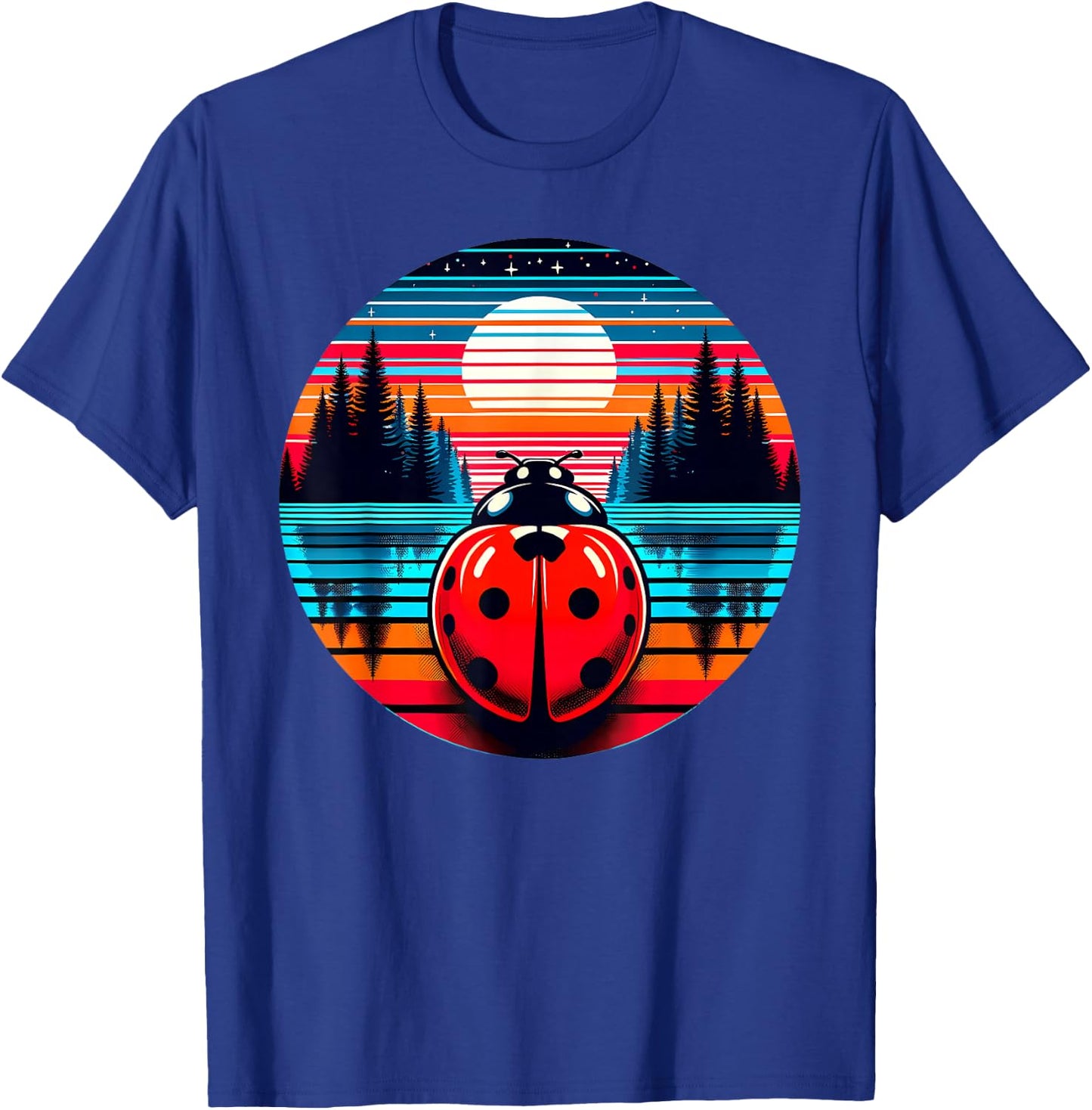 Ladybug Insect Sunset Retro Style Vintage 80s 70s T-Shirt - T-Shirt | Royal
