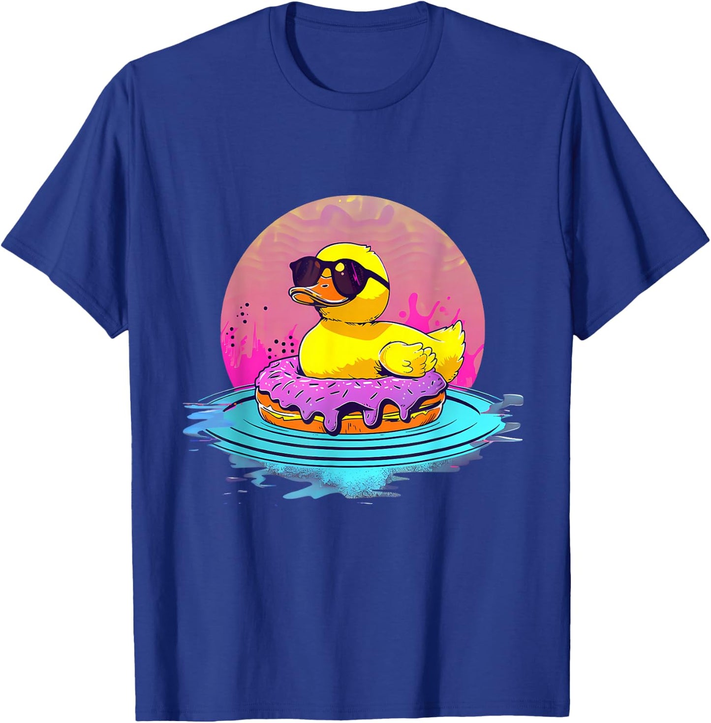 Rubber Duckie Donut Rubber Duckling Sunset Rubber Duck T-Shirt - T-Shirt | Royal