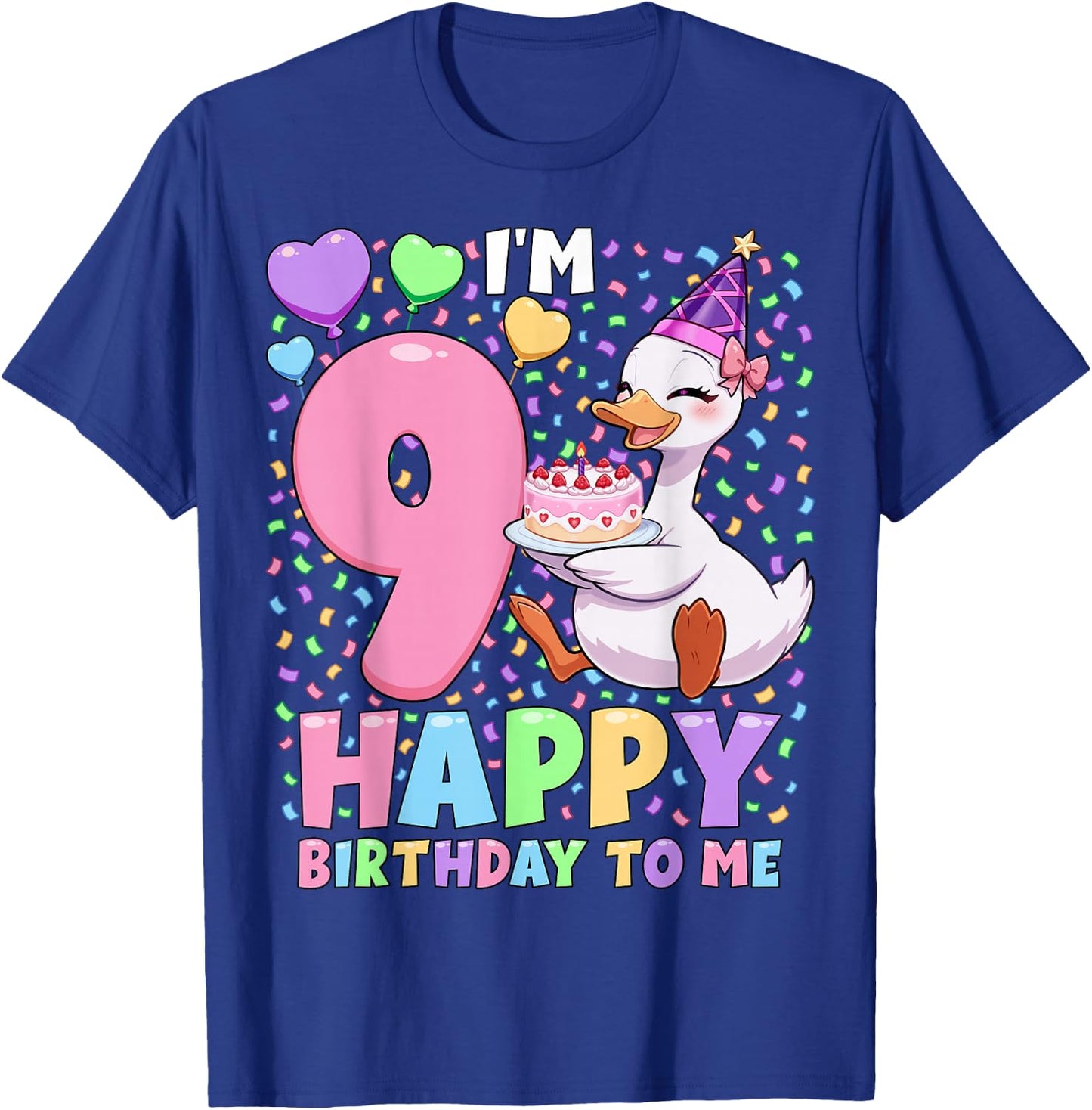 Silly Goose Birthday Shirt 9 | 9th Birthday Girl Goose T-Shirt - T-Shirt | Royal