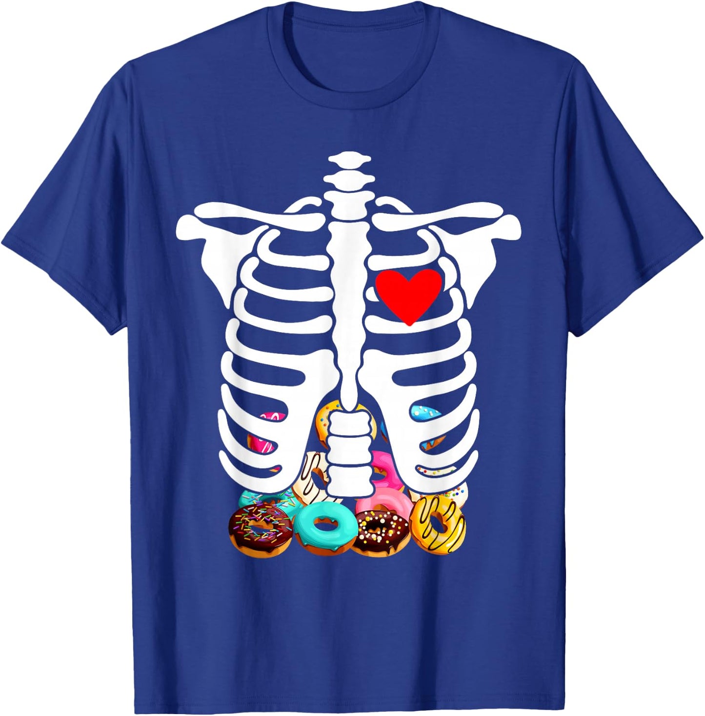 Rib Cage Skeleton X-Ray Donuts Halloween Skeleton Costume T-Shirt - T-Shirt | Royal