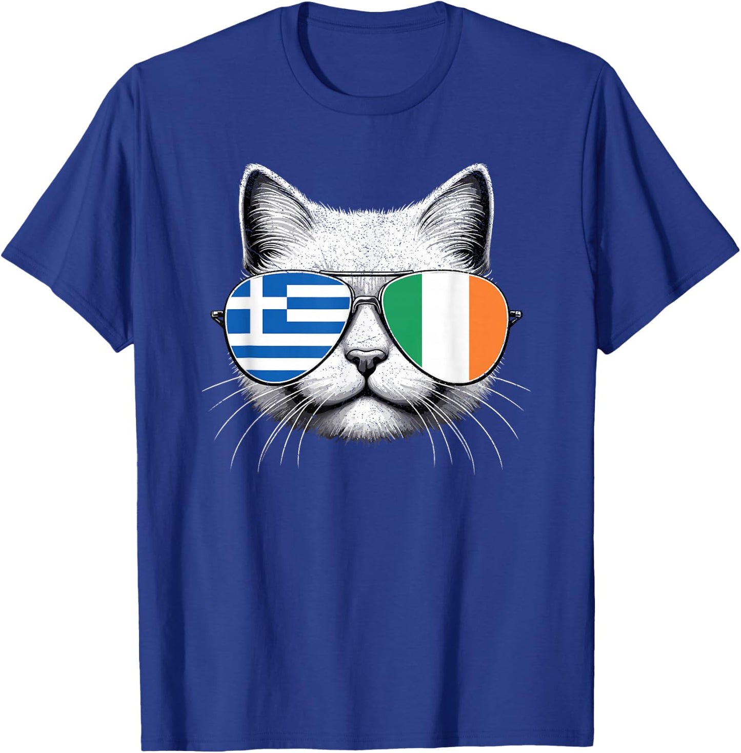 Greek Irish Flag Funny Cat Greece Ireland Mix Heritage T-Shirt - T-Shirt | Royal