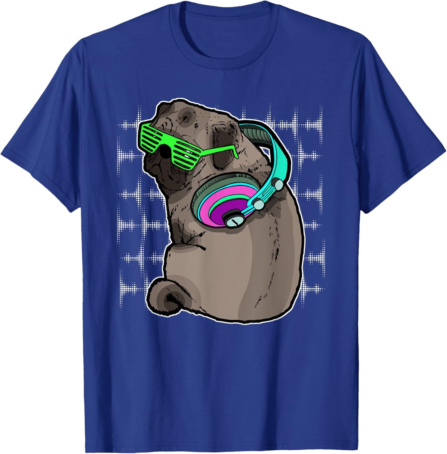 Pug Dj Music Lover Headphones Sound Funny Gift T-Shirt - T-Shirt | Royal