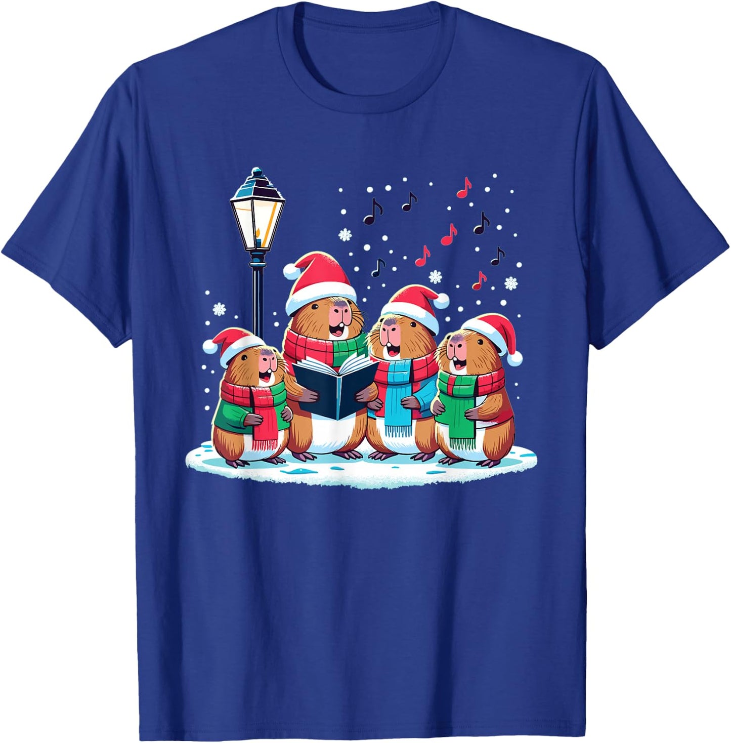 Festive Winter Capybara Christmas T-Shirt - T-Shirt | Royal