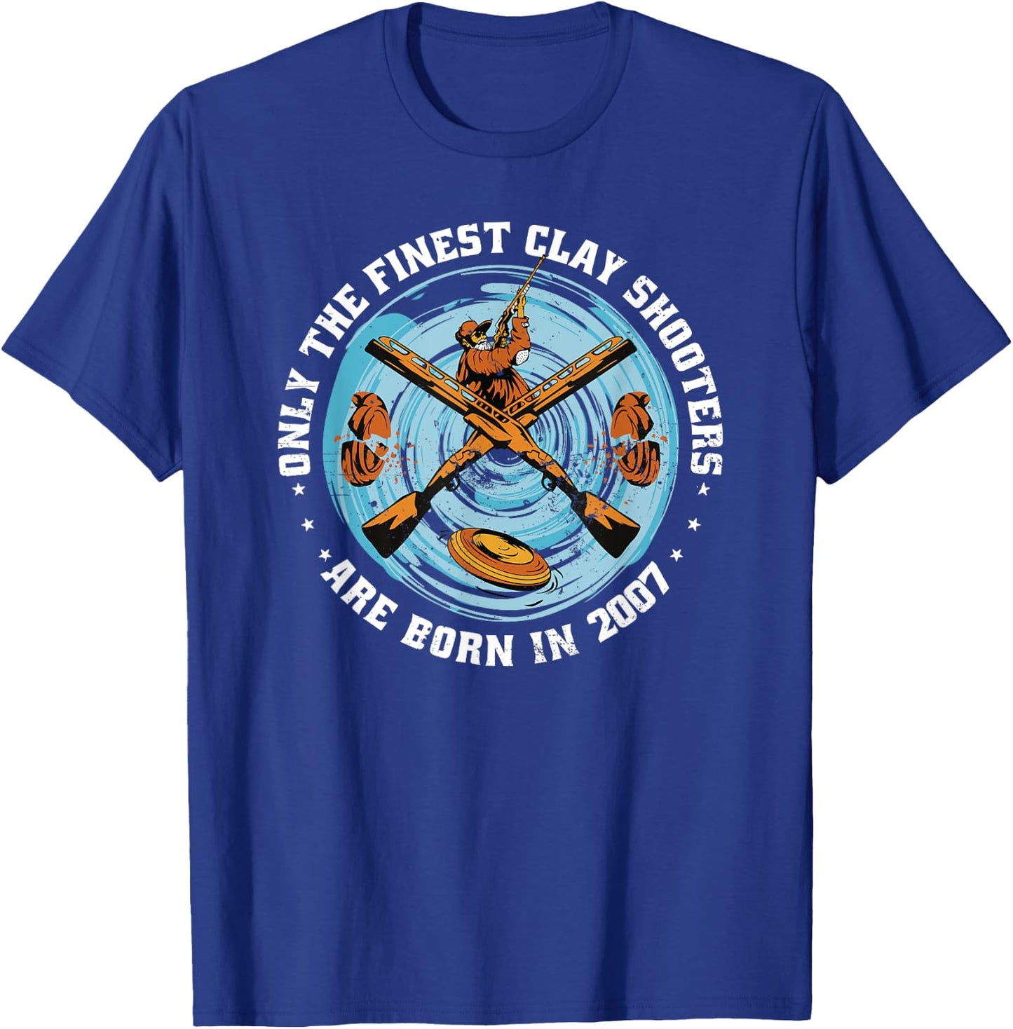 Clay Shooters Vintage 2007 birthday clay-pigeons shooting T-Shirt - T-Shirt | Royal