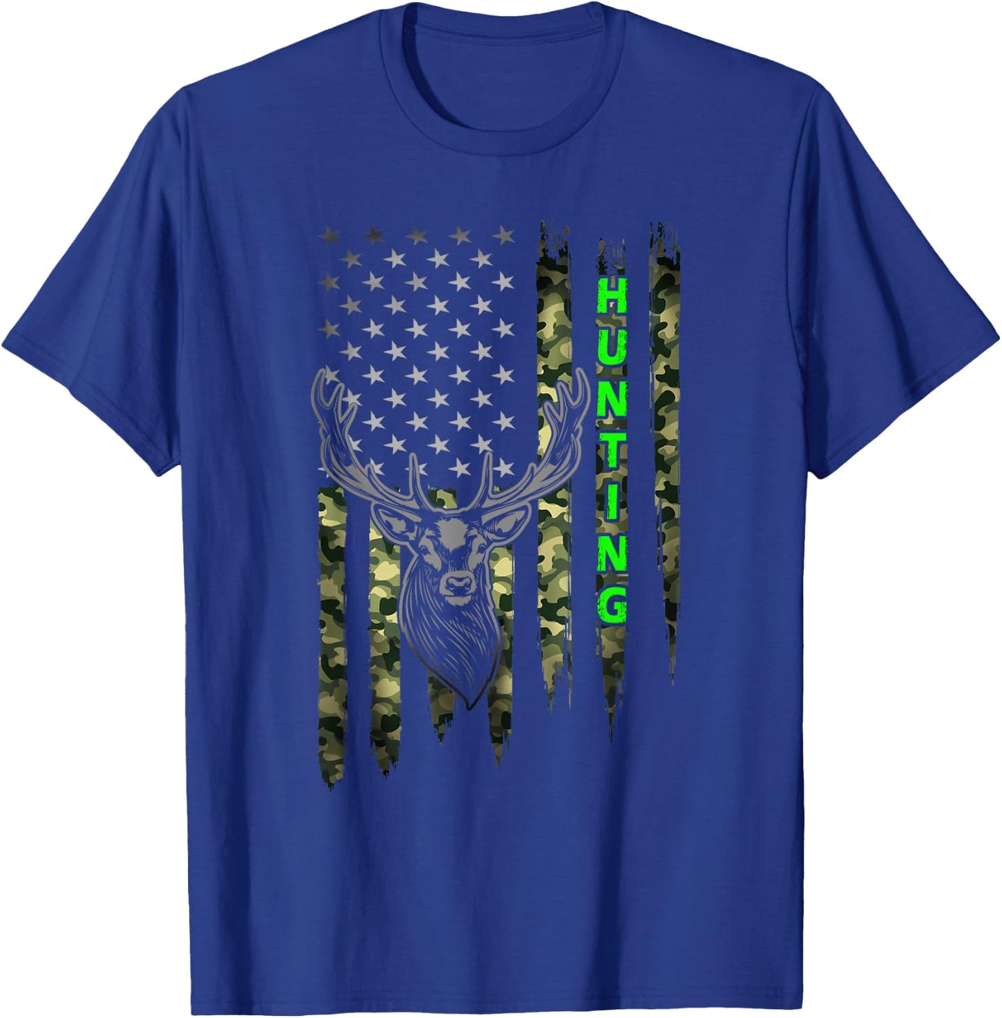 Patriotic Whitetail Buck Deer Hunting American Camouflage Small T-Shirt - T-Shirt | Royal