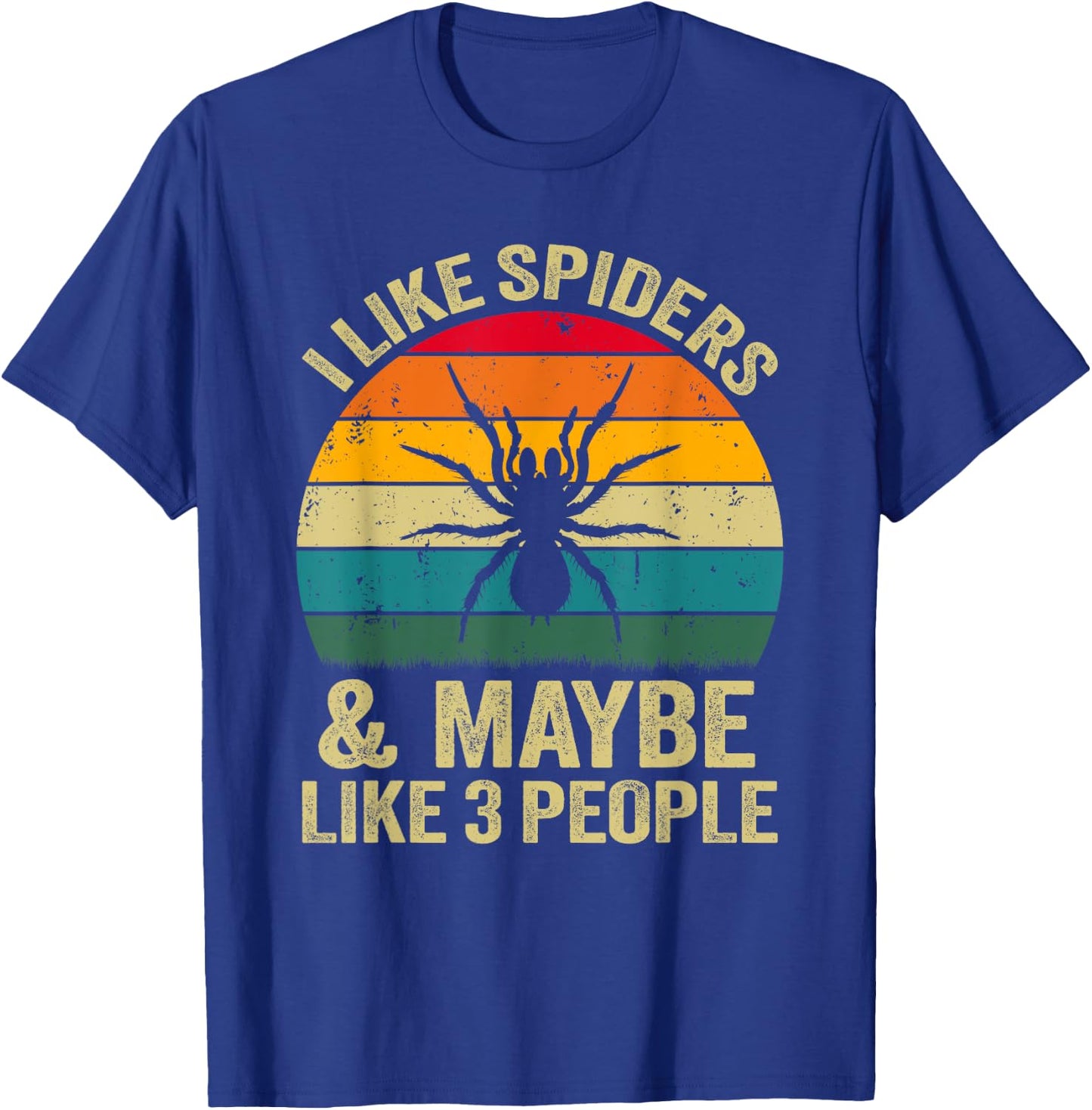 I Like Spiders And Maybe Like 3 People, Funny Spider Retro T-Shirt - T-Shirt | Royal