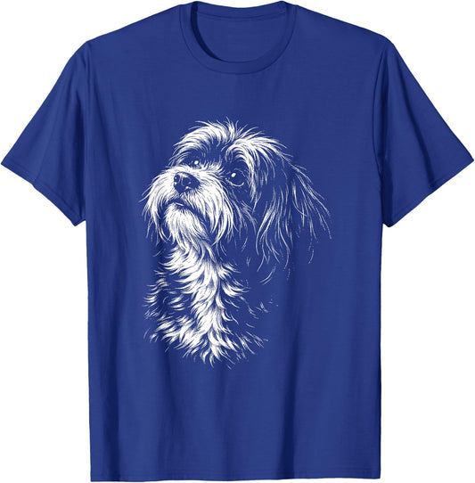 Havanese Portrait Black and White Dog Lover T-Shirt - T-Shirt | Royal