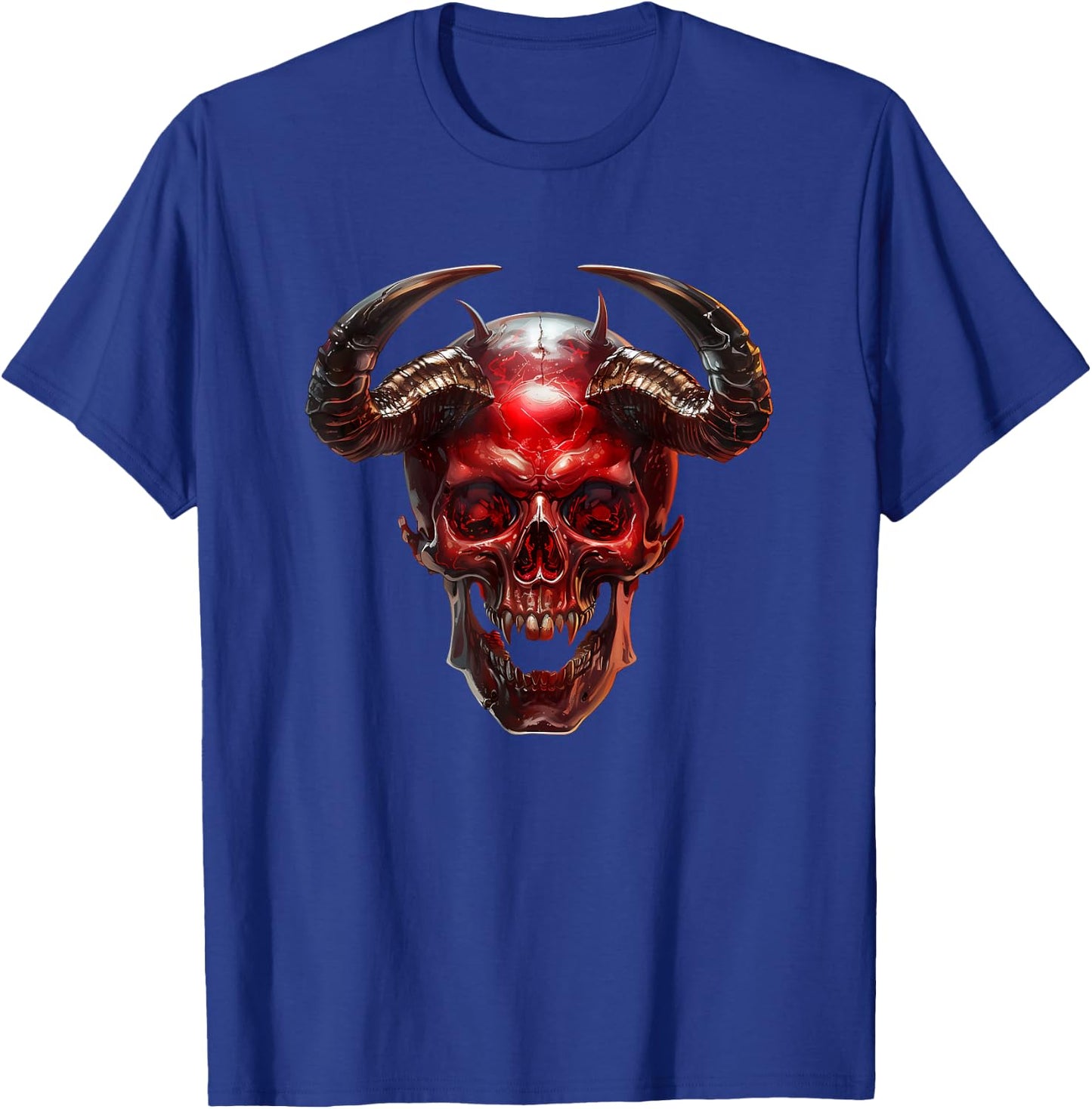 Satanic Goth Skull With Occult Devil Horns Red Demon T-Shirt - T-Shirt | Royal