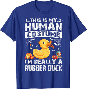 This Is My Human Costume I'm Really A Rubber Duck Halloween T-Shirt - T-Shirt | Royal