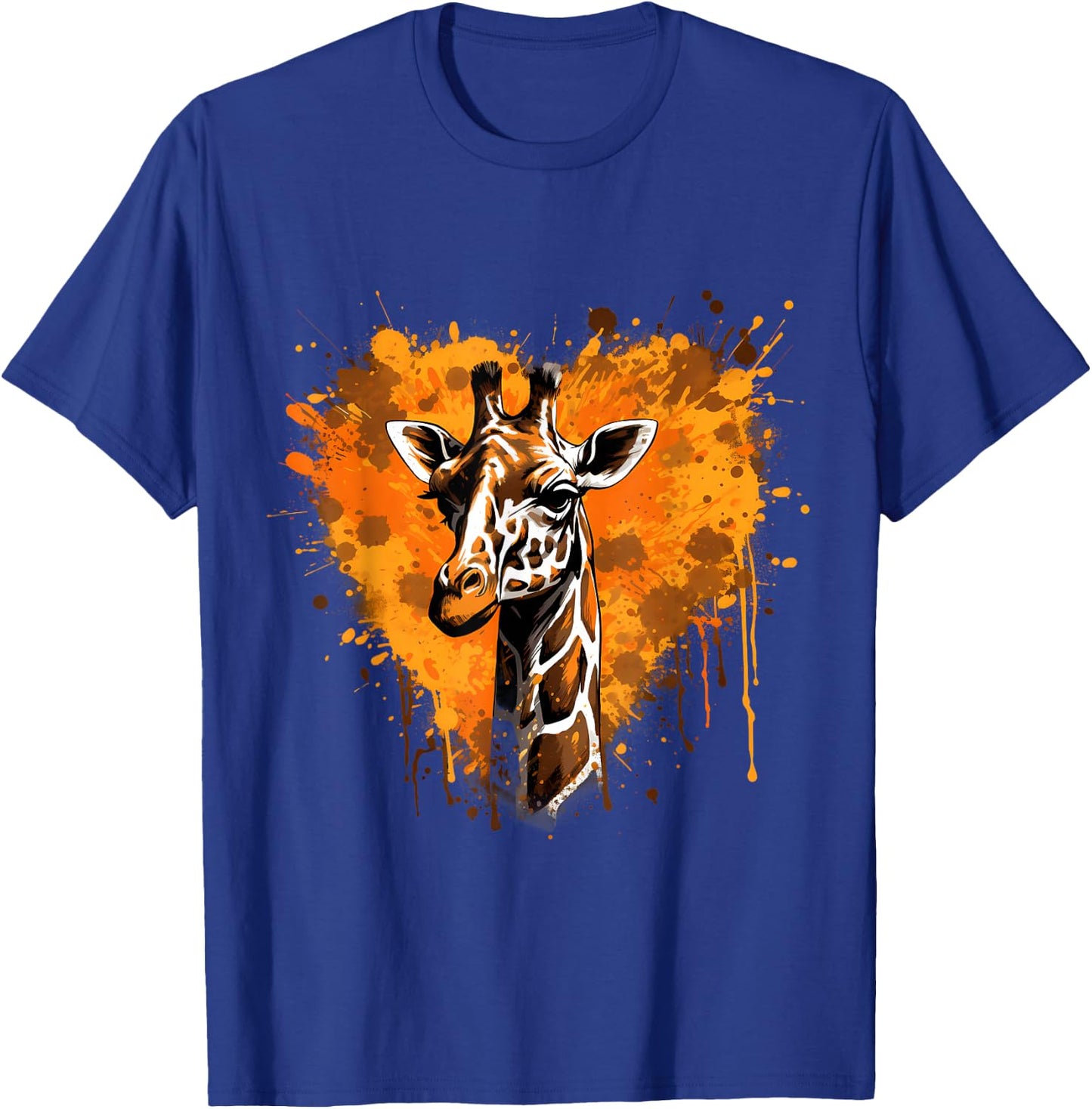 Giraffe Splash Heart Artwork Wildlife Animal Art Portrait T-Shirt - T-Shirt | Royal