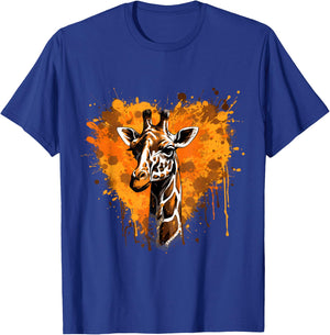 Giraffe Splash Heart Artwork Wildlife Animal Art Portrait T-Shirt - T-Shirt | Royal