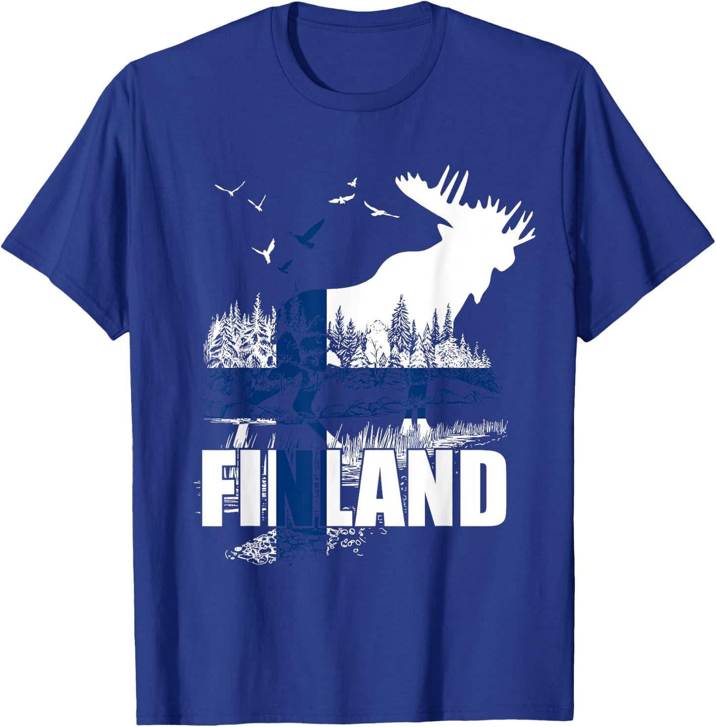 Finland Flag Moose Finland T-Shirt - T-Shirt | Royal