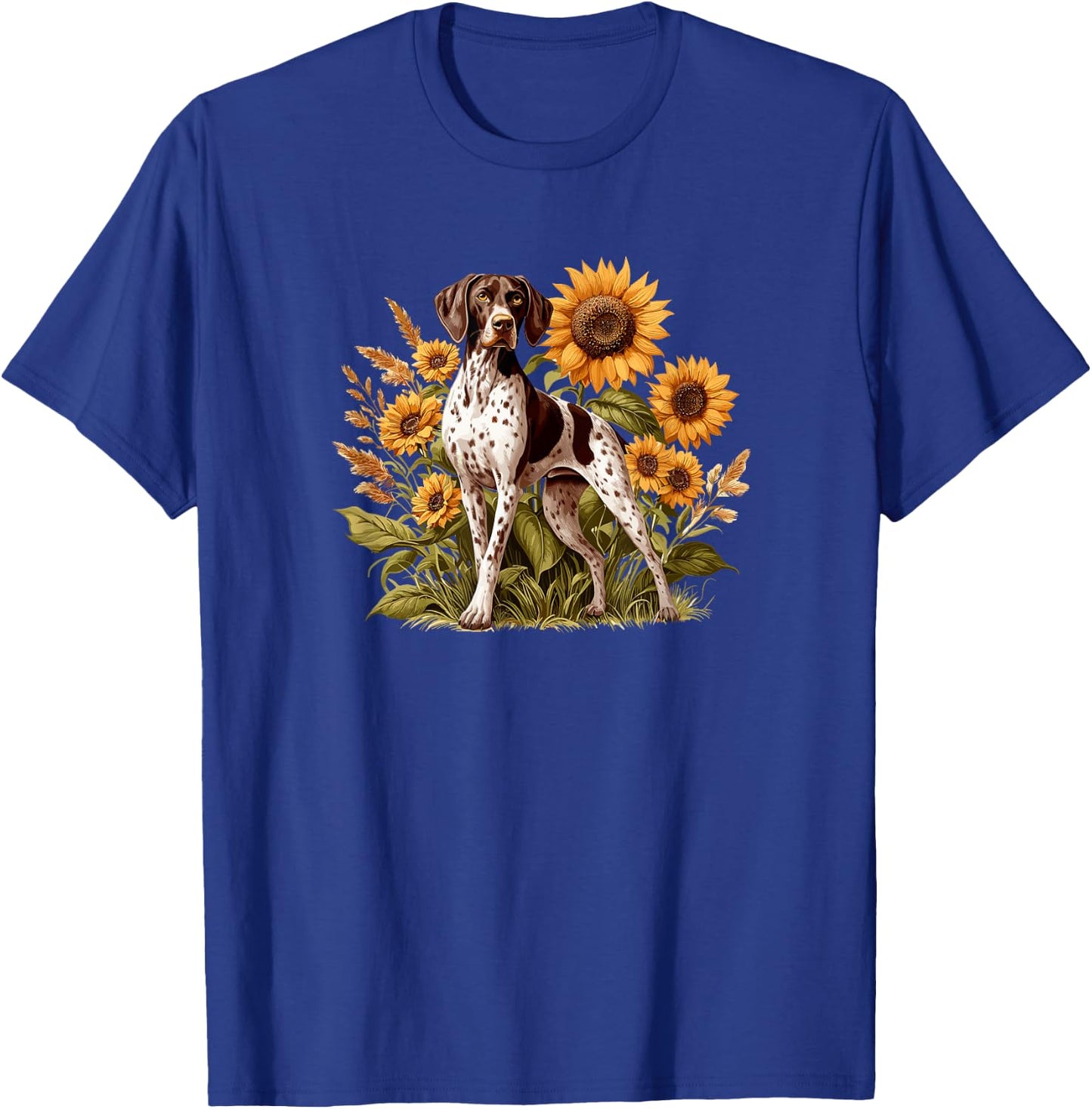 GSP Hunting Dog Sunflowers German Shorthaired Pointer T-Shirt - T-Shirt | Royal