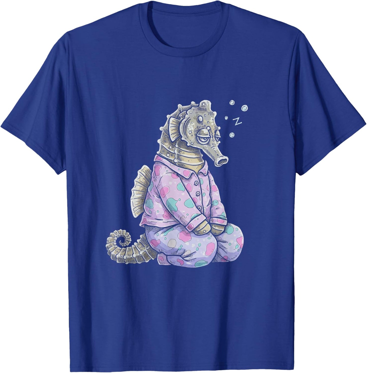 Funny Sleepy Seahorse Pyjamas and Girls T-Shirt - T-Shirt | Royal