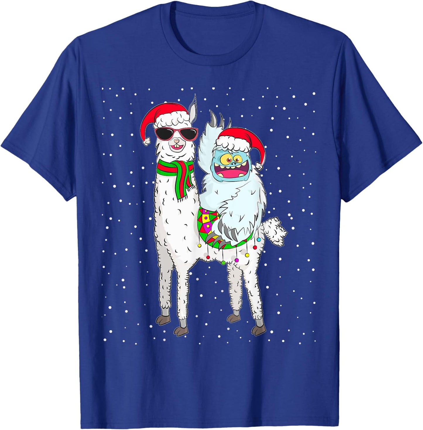 Yeti To Party Santa Hat Llama Christmas Pajama Xmas Gift T-Shirt - T-Shirt | Royal