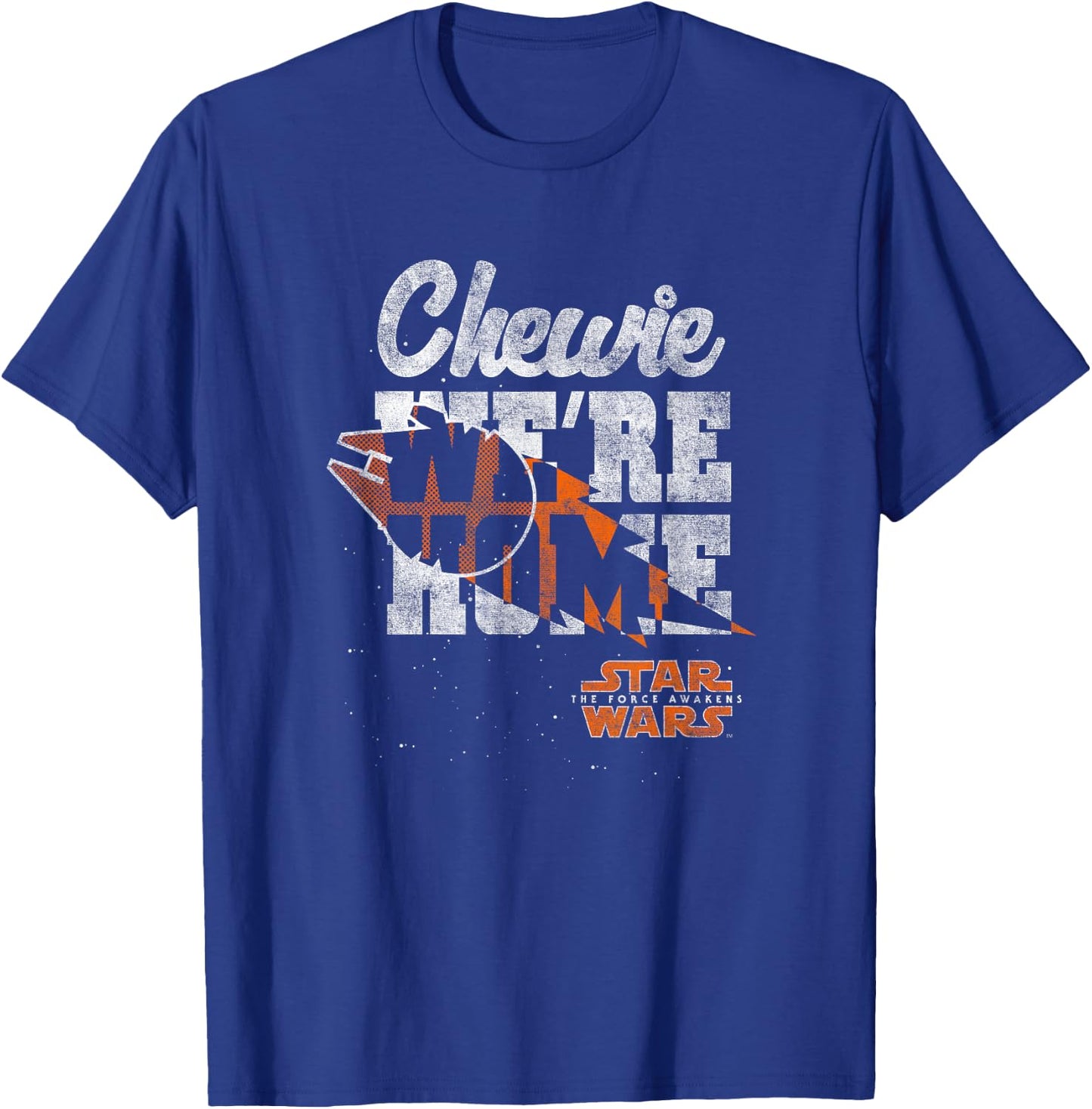 Star Wars: The Force Awakens Chewie We're Home Distressed T-Shirt - T-Shirt | Royal