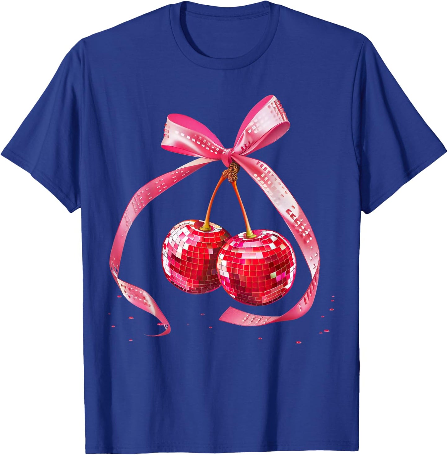 Coquette Preppy Pink Bow Cherry Disco Ball Y2K Aesthetic , black, S T-Shirt - T-Shirt | Royal