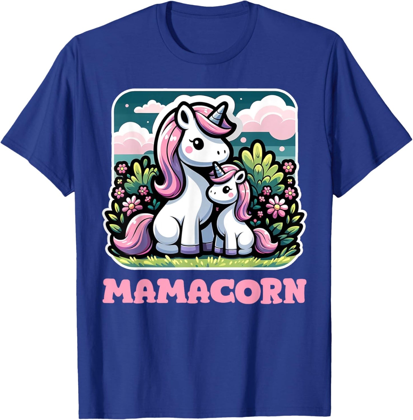 Mamacorn Funny Unicorn Mom Graphic T-Shirt - T-Shirt | Royal
