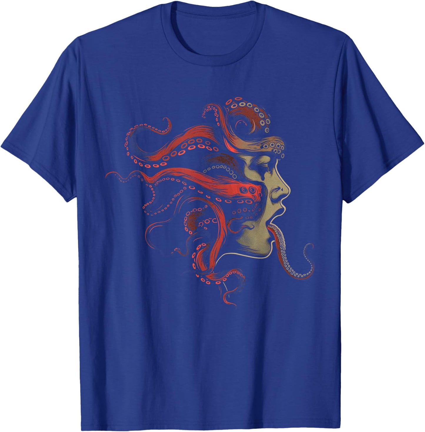 Weirdcore Aesthetic Octopus Woman Face Creepy Strangecore T-Shirt - T-Shirt | Royal