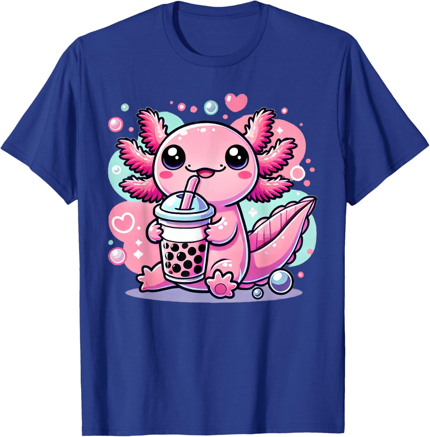 Kawaii Axolotl Bubble Boba Tea T-Shirt - T-Shirt | Royal