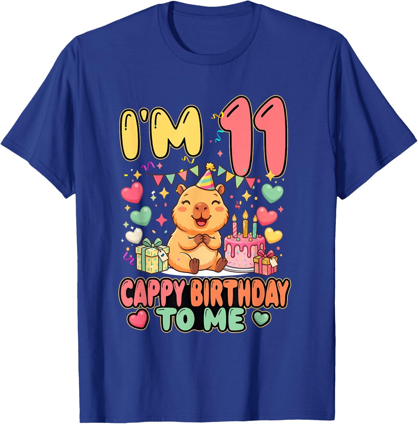I'm 11 Year Old Cappy Birthday to Me 11th Birthday Capybara T-Shirt - T-Shirt | Royal