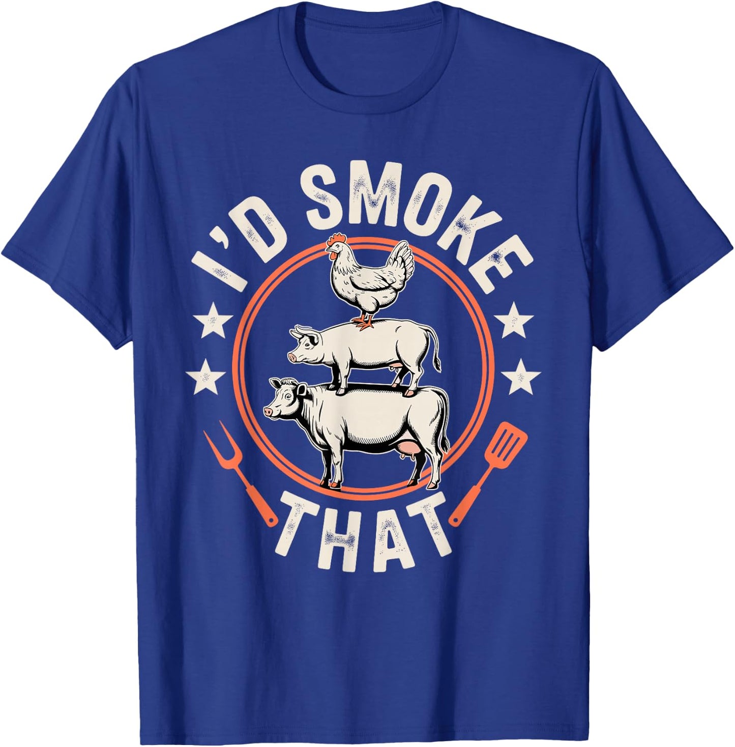 Funny BBQ Art Women Grilling Meat Smoking Barbecue T-Shirt - T-Shirt | Royal