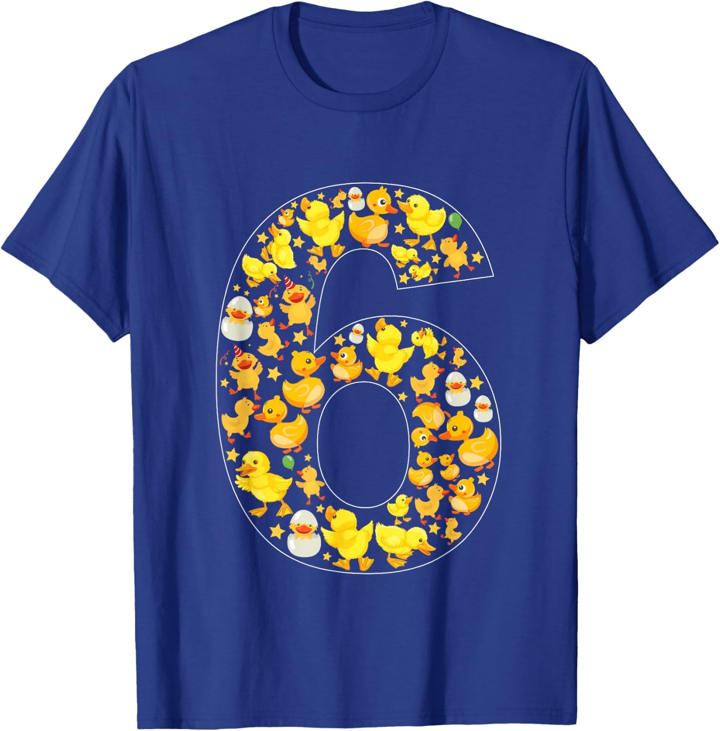 6th Birthday Cute Duck Theme 6 Year Old Boy Girl Birthday T-Shirt - T-Shirt | Royal