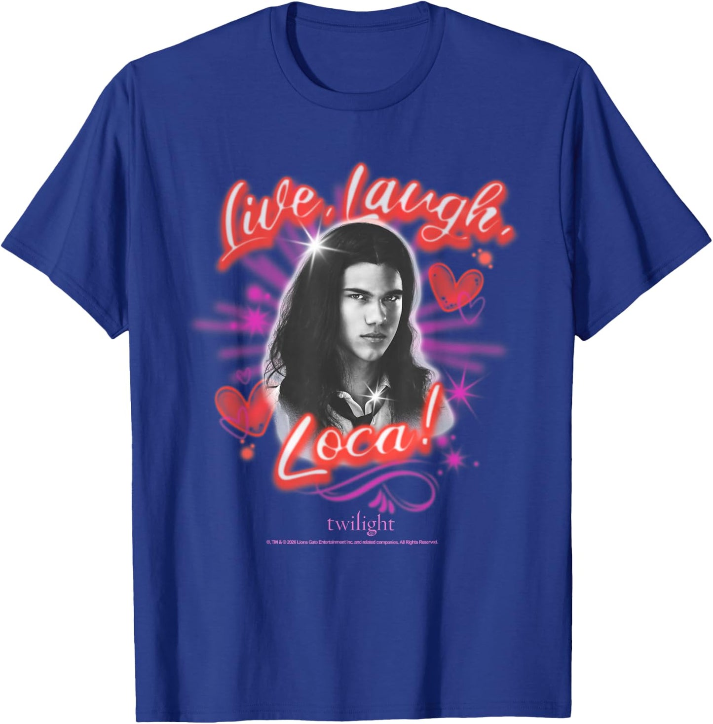 Twilight Live Laugh Loca Funny Jacob Airbrush Design Movie T-Shirt - T-Shirt | Royal