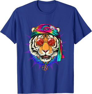 Tie Dye Hippie Tiger Hippiness Peace Love Tiger T-Shirt - T-Shirt | Royal