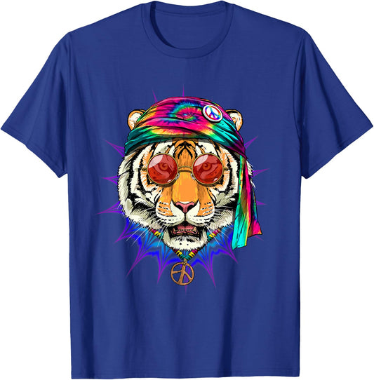Tie Dye Hippie Tiger Hippiness Peace Love Tiger T-Shirt - T-Shirt | Royal