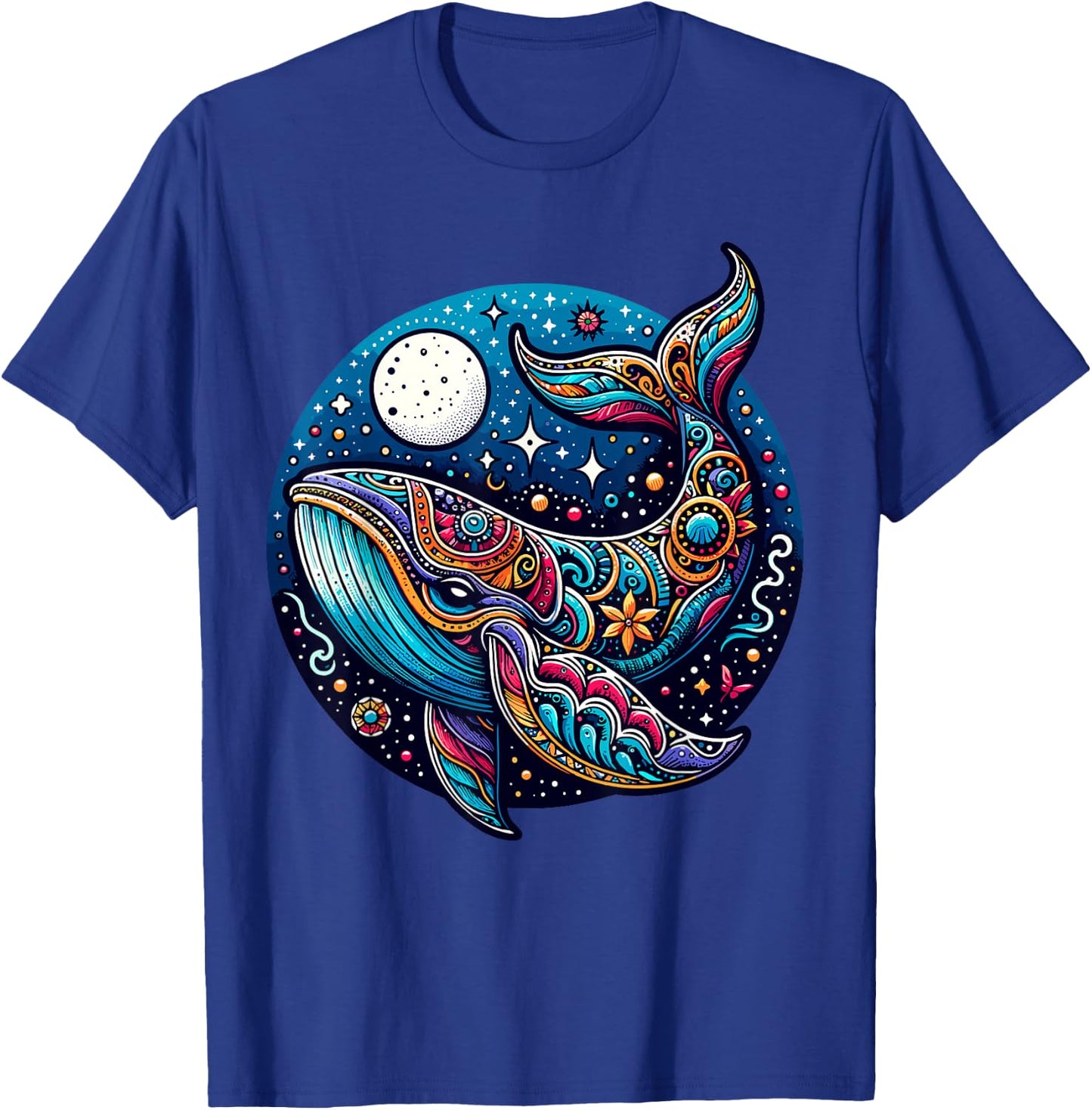 Celestial Cosmic Boho Blue Whale T-Shirt - T-Shirt | Royal