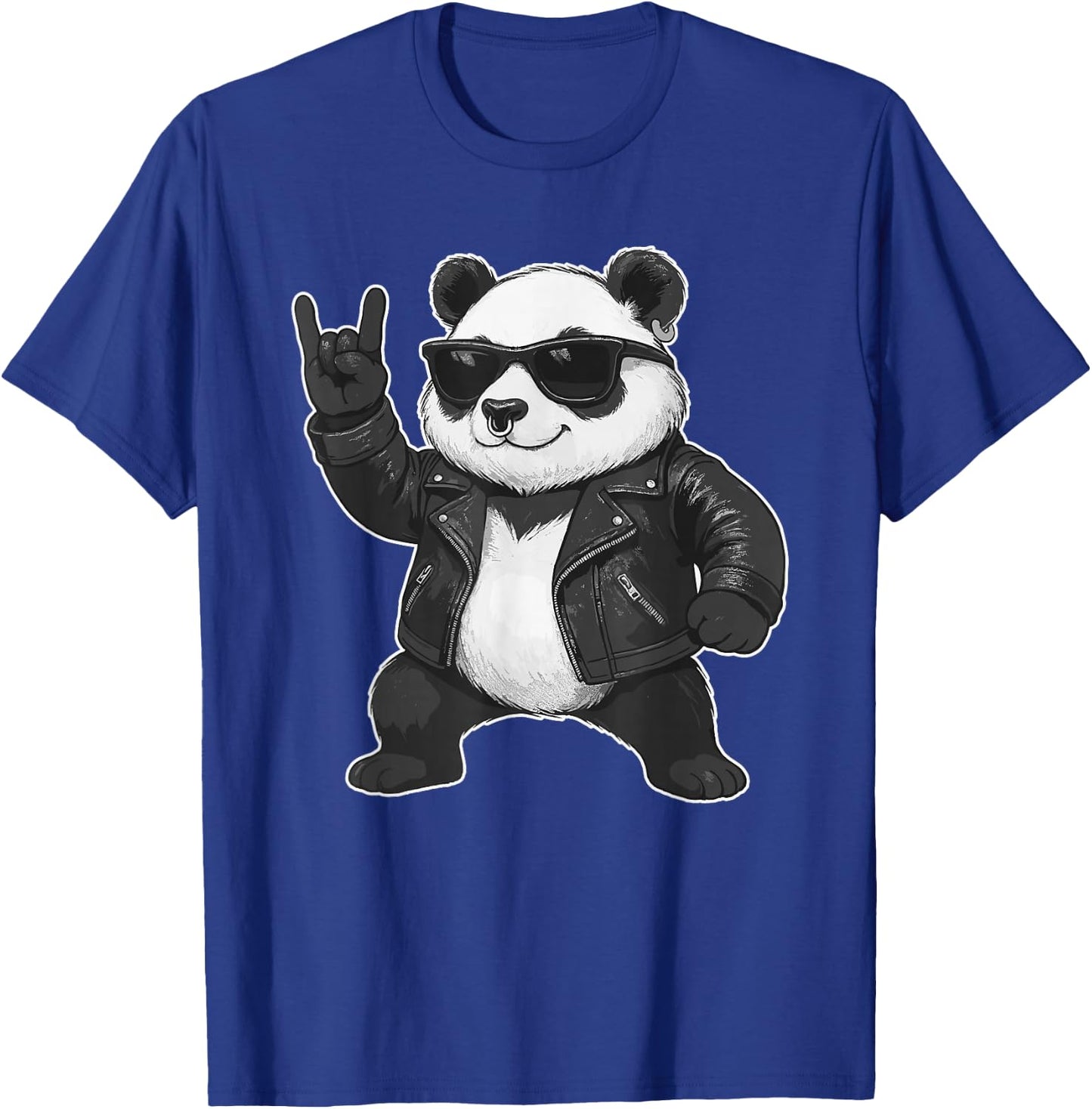 Panda & Rock Music, Rock Hand, Kids & Boys, Funny Rocker T-Shirt - T-Shirt | Royal