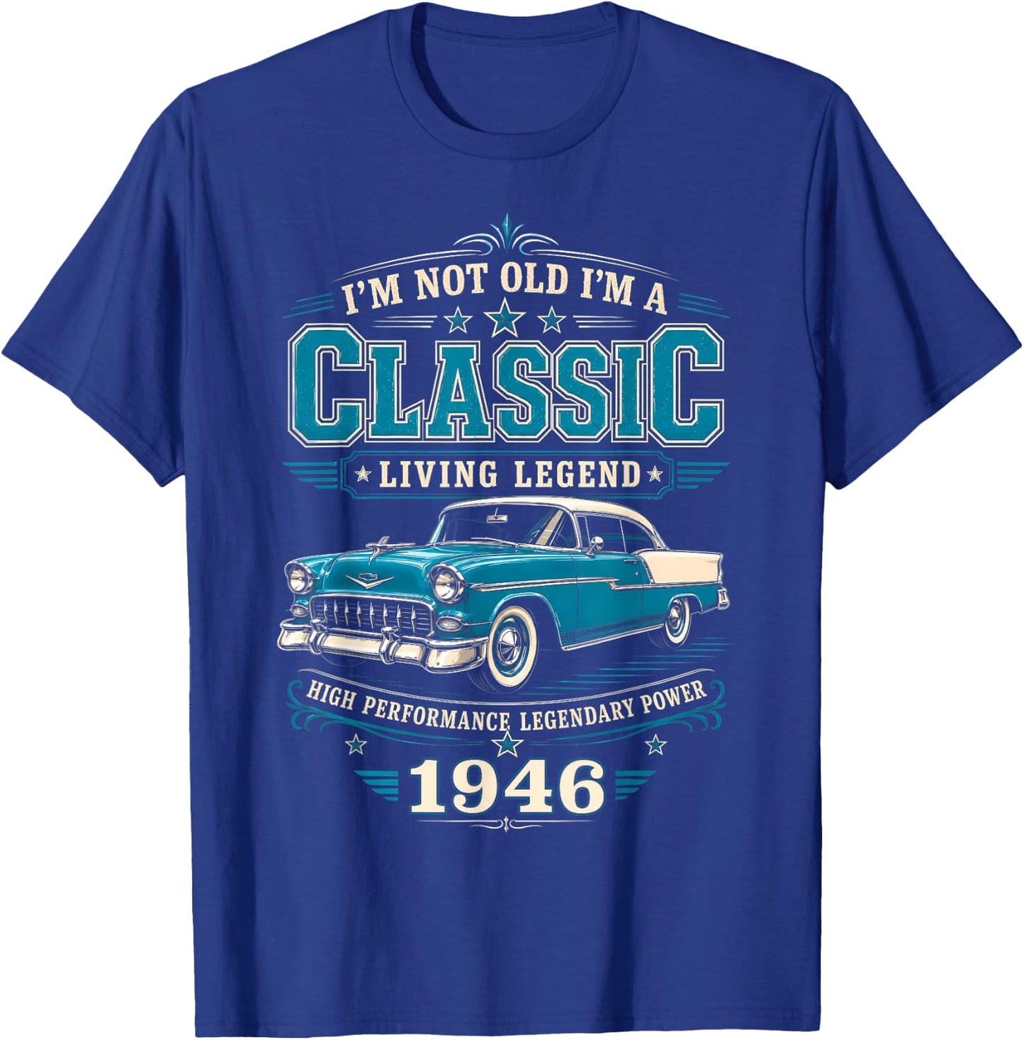 80 Year Old Classic Car 1946 Limited Edition 80th Birthday T-Shirt - T-Shirt | Royal