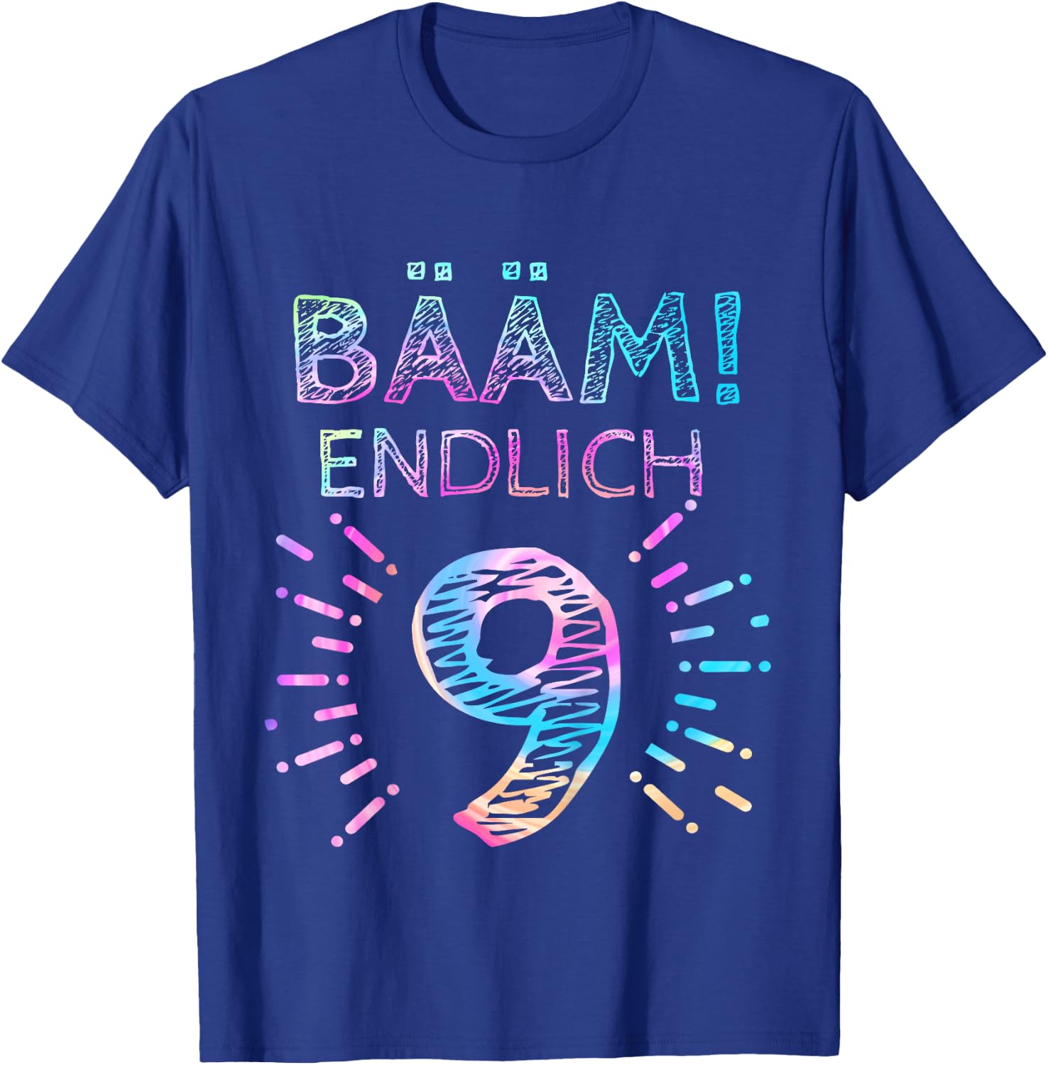 Girls' with German Text "Kinder Bääm! Endlich 9 Jahre 9th Birthday" [German Language], black T-Shirt - T-Shirt | Royal