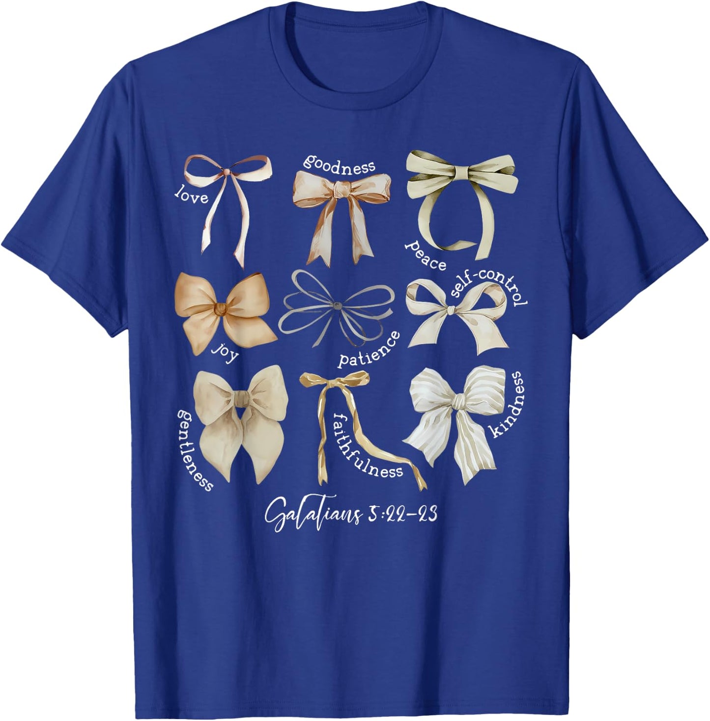 Coquette Bow Christian Fruit of the Spirit Bible Verse Jesus T-Shirt - T-Shirt | Royal
