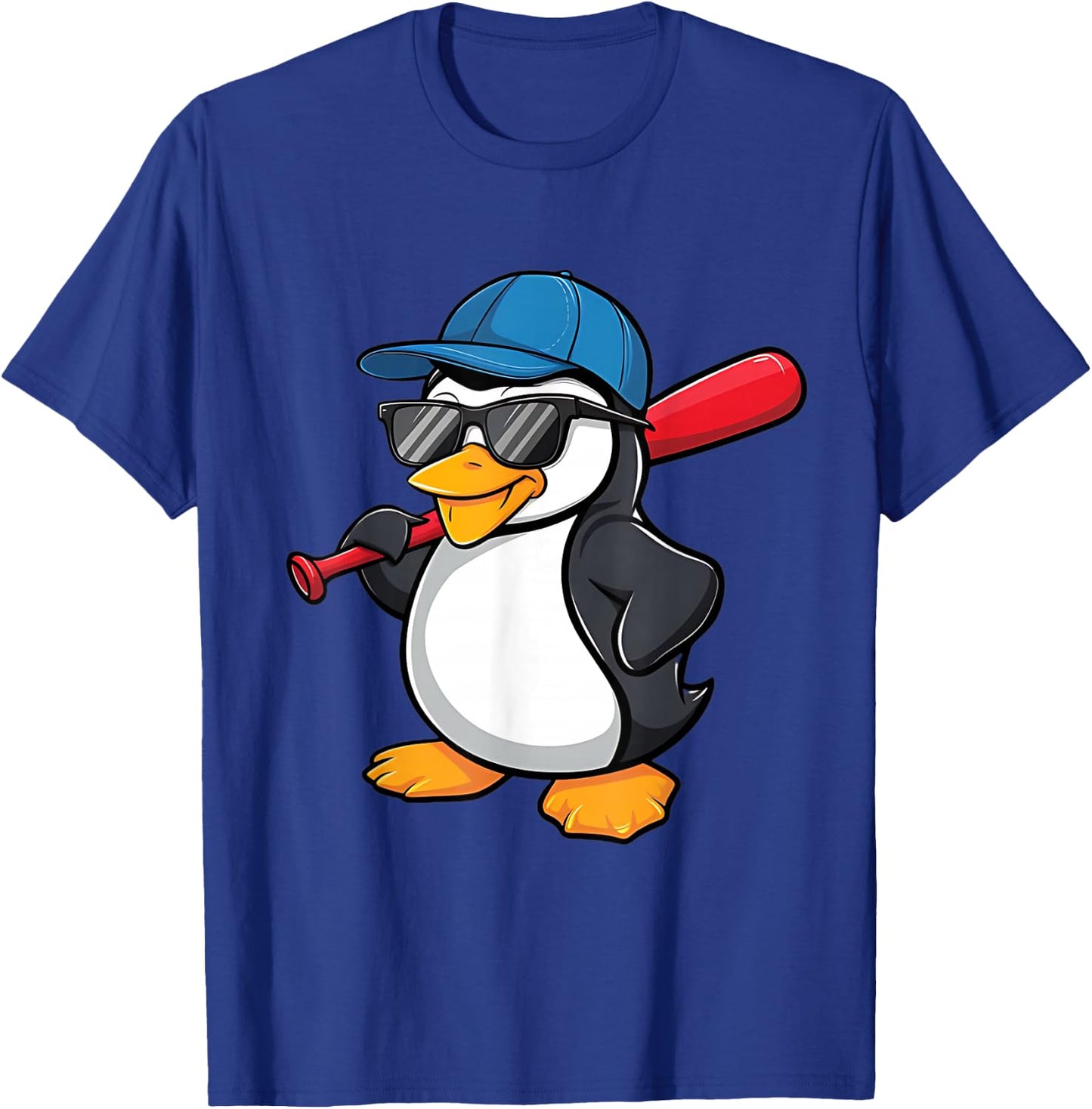 Penguin Baseball Panda Playing Baseball Penguin T-Shirt - T-Shirt | Royal